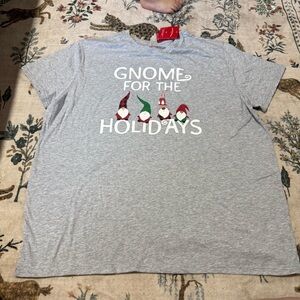 Gray Holiday T-Shirt with Gnome Design men XXL